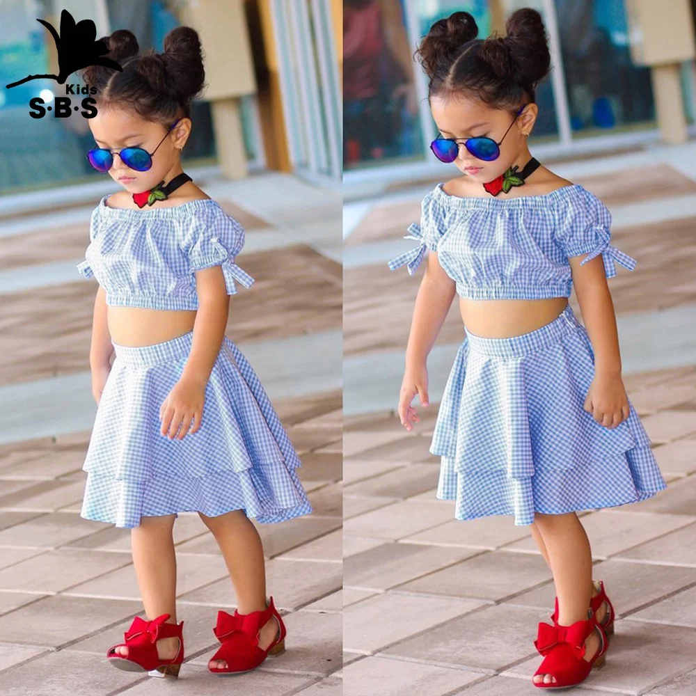 Новое поступление 2019 летняя синяя клетчатая рубашка с бантом и пышными рукавами