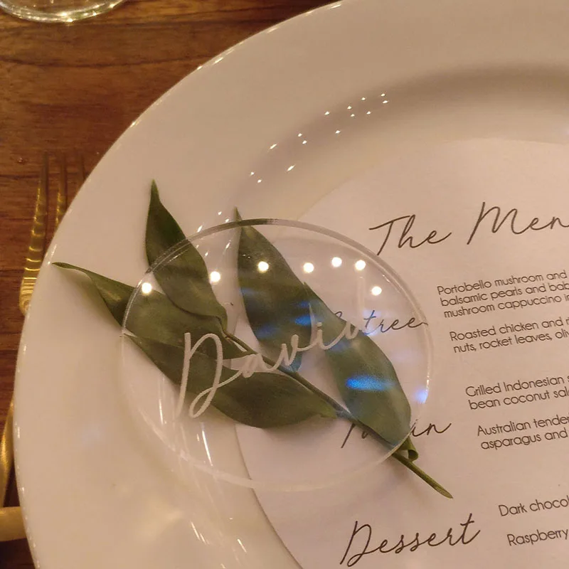 Круглые акриловые прозрачные карты плексиглас Пустое имя знак простая плитка