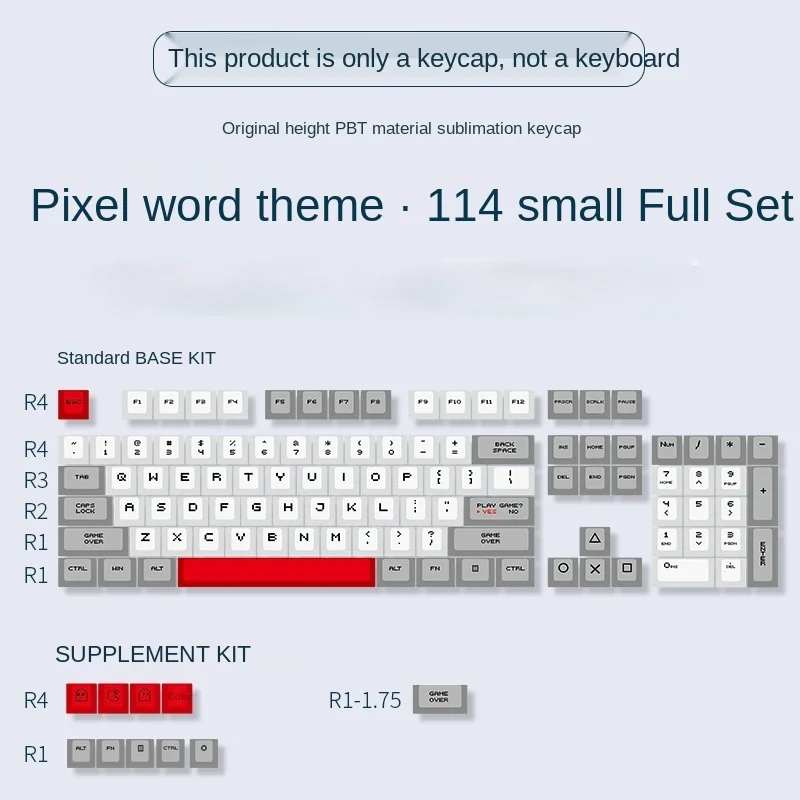 

114-key Minecraft Theme Keycap Pixel Font PBT Sublimation Process Mechanical Keyboard Keycap Cherry Highly Personalized Keycap