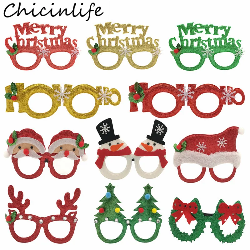 

1Pcs Merry Christmas Snowman Santa Claus Elk Glasses Frame Xmas Party Decor New Year Eve Kids Adult Gift Photo Props Supplies
