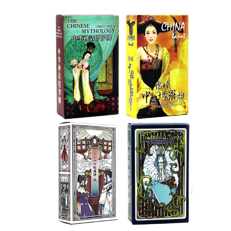 

4 вида китайских таинственных карт Таро гадания Личные карты игра для женщин английская/китайская версия