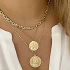 EN 2021 модное многослойное ожерелье с монетами для женщин золото геометрический Круглый ожерелье из бусин, цепочка чокер ожерелье подарки ювелирные изделия