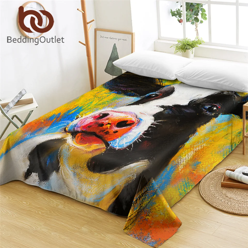 Постельное белье BeddingOutlet с изображением молочной коровы простыня пастельным