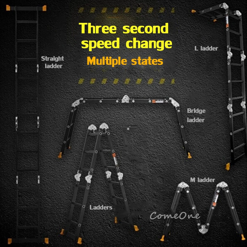 Стремянка прямая 3 7 м многофункциональная складная алюминиевая лестница в