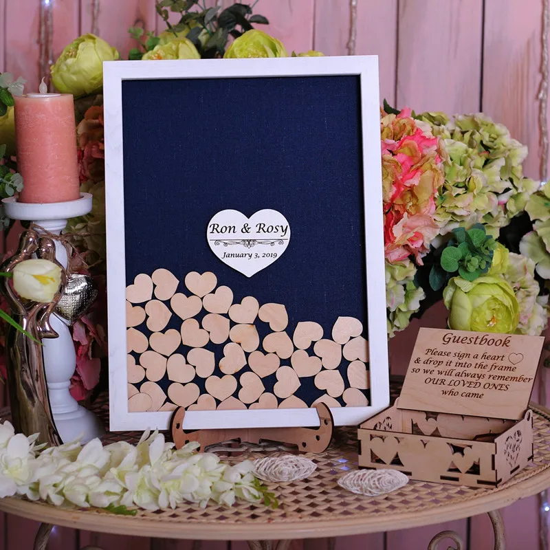 Серебряное сердце Гостевая книга Альтернативная drop top box персонализированная