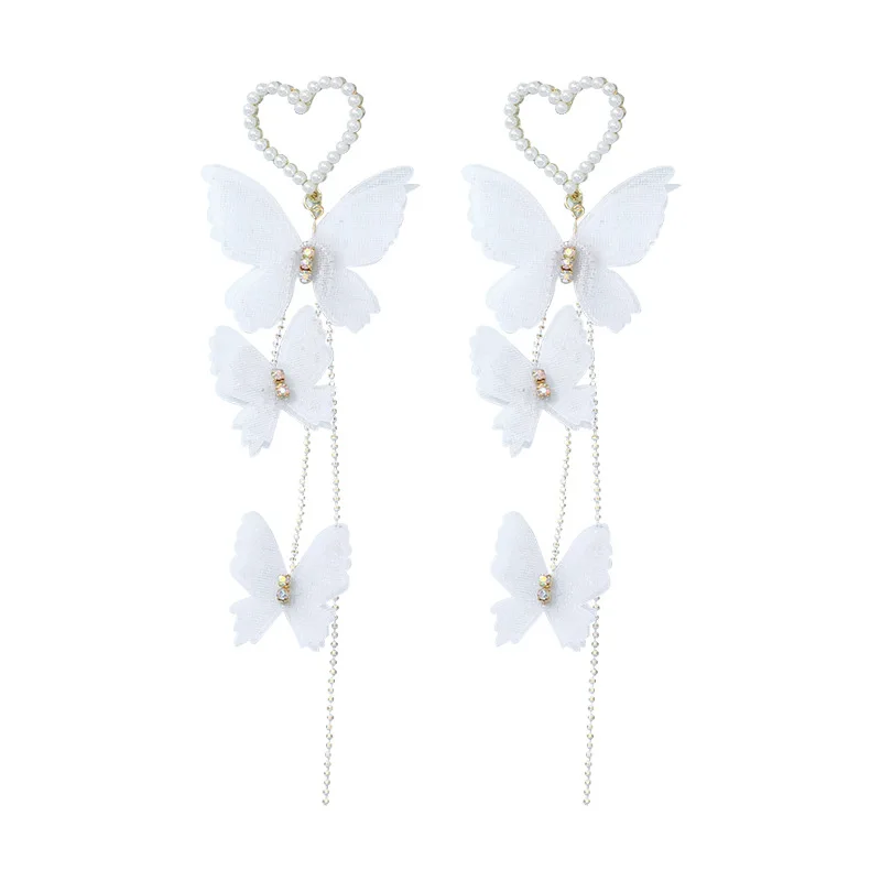 

Ant Angel Fashion Korean Fashion Earrings for Women Romantic Temperament Love Pearl Butterfly Earrings Long Earrings