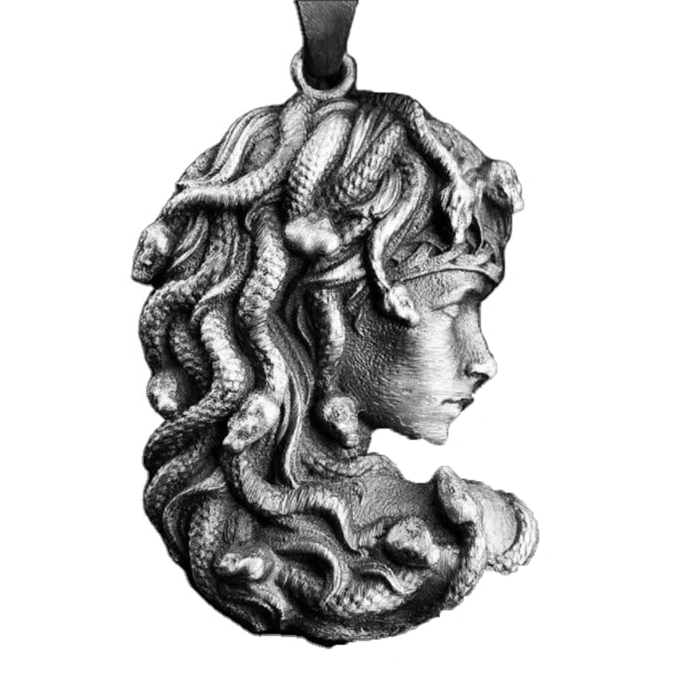 

Greek mythology snake hair Medusa unisex necklace Nordic ins style tag long pendant necklace hot sale sweater chain necklace