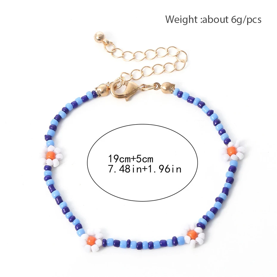 

New Korean Fashion Handmade Daisy Flower Beaded Bracelets For Women Colorful Daisy Flower Bracelet Boho Spring Summer Jewelr