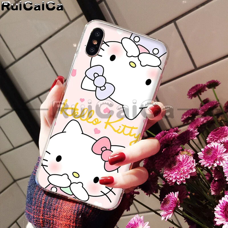 A4 RuiCaiCa прекрасный розовый чехол hello kitty Coque Shell для телефона iPhone 5 5Sx 6 7 7plus 8 8Plus X XS MAX XR - Цвет: A4