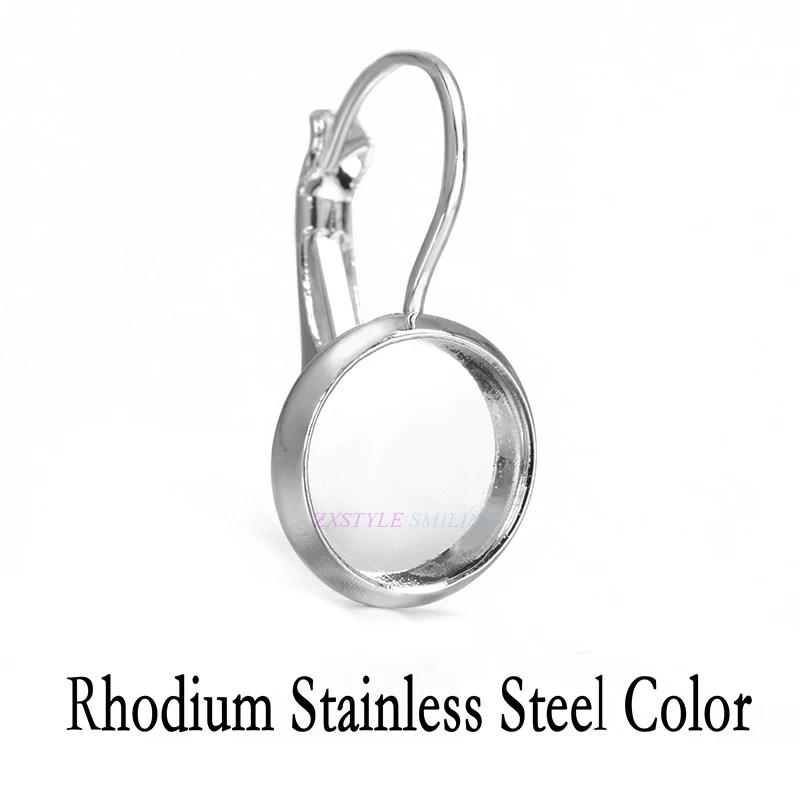 Rhodium Color 50 шт. 8 мм-25 мм Камея стекло кабошон античная бронза Посеребренная Французский рычаг ободок пустые серьги задняя часть база для DIY серьги - Цвет: Rhodium Color