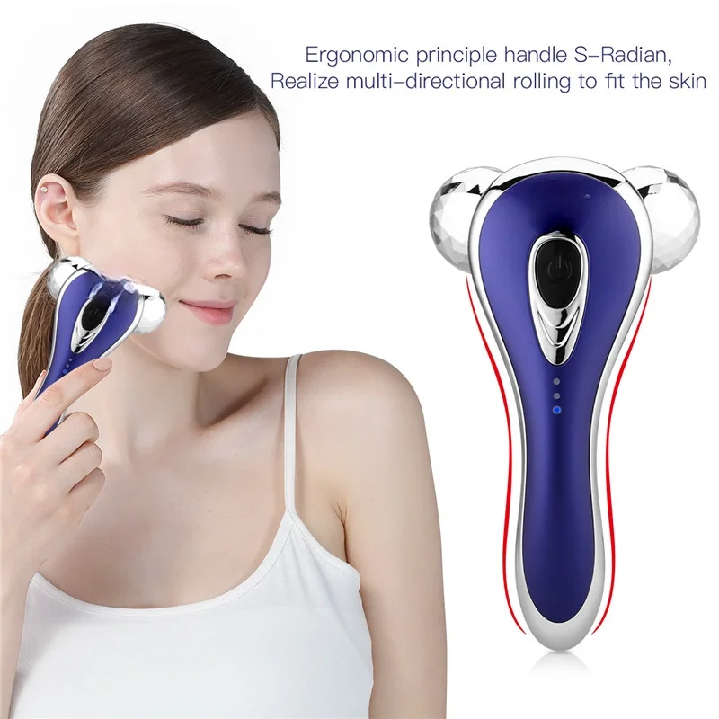 

3D микротоковая ролик Вибрационный массажер для подтяжки лица улучшить контур лица тон кожи разглаживание морщин фирму по уходу за кожей