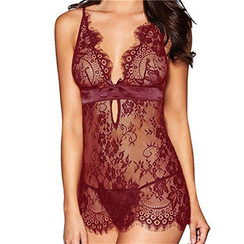 

2022 New Sexy Women Lingerie Lace Hollow Out See Through Women Nightdress High Quality Underwear Embroidery Printed Lingerie