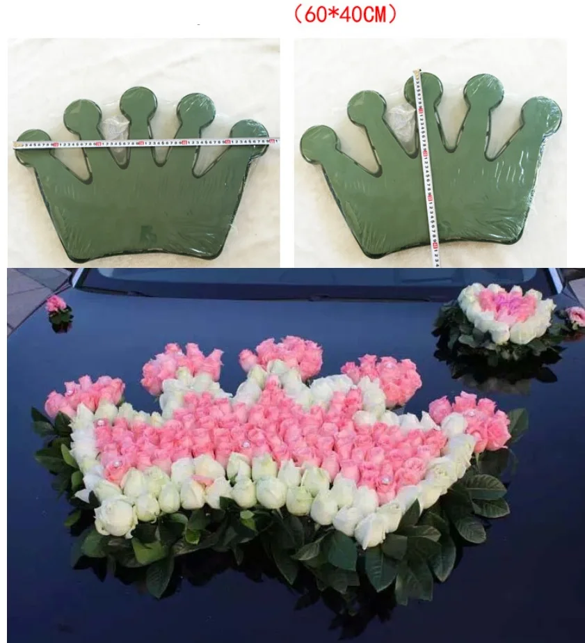 

60*40cm Crown Wreath Artificial Plastic Frame Sucker With Flower Foam Mud For Wedding Party Floral Arrangement Car Decoration