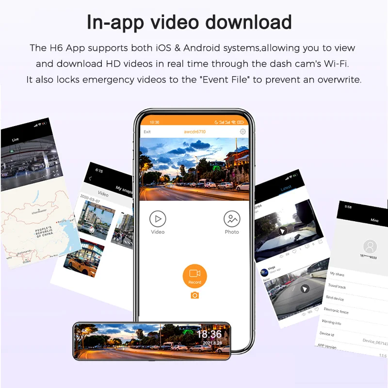 $101.36 OBDPEAK H6 4K Car Video Recorder 12'' Rearview Mirror Car Dvr IMX415 3840*2160P Dash Cam with GPS Night Vision Reverse Camera