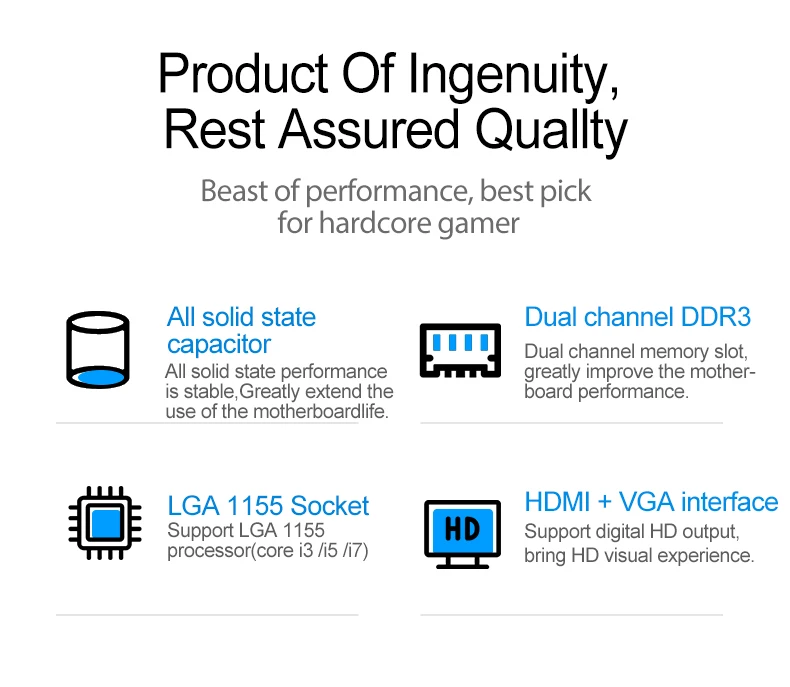 LGA 1155 Motherboard Set with I3-3240 CPU for Intel Core i7 / i5 i3 pentium celeron H61 DDR3 M-ATX Motherboards Kit | Компьютеры и