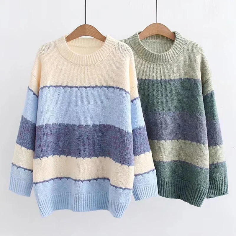 

Spring Autumn Soft Waxy Sweater Loose Outside Turtleneck Sweater Women Casual Sweet Patchwork Female Pullovers U282