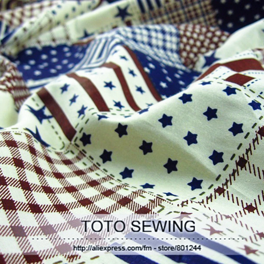 1 метр шикарная маленькая клетчатая звезда и полосатая печатная 100% хлопковая