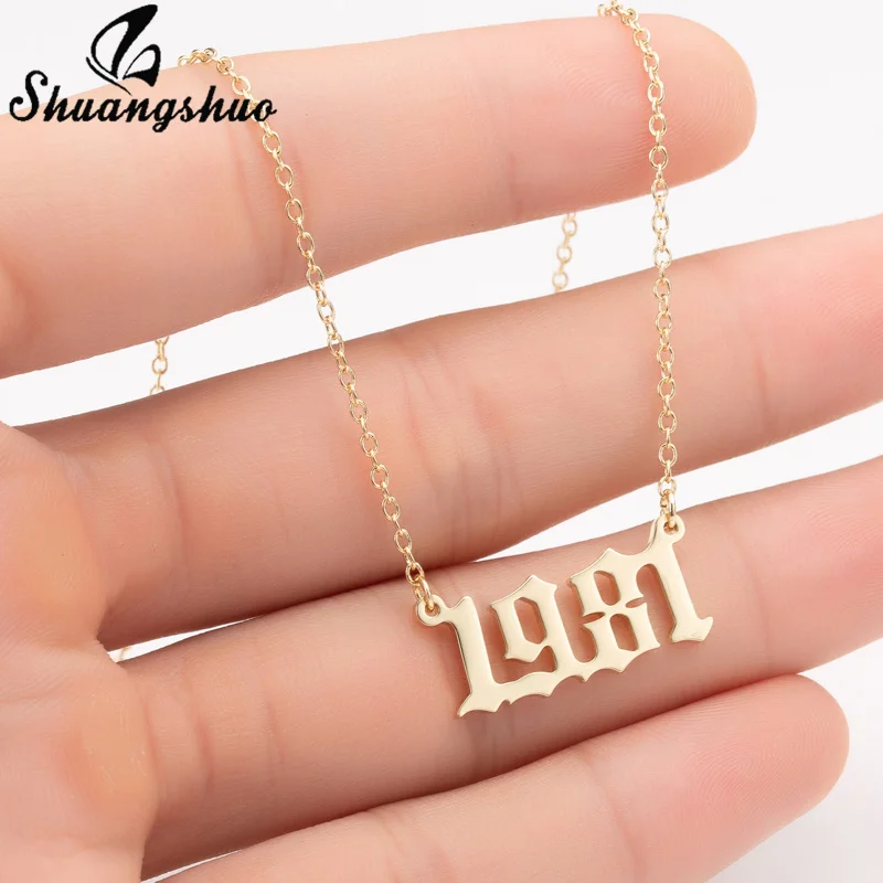 Ожерелье женское из нержавеющей стали с подвеской в виде цифр на год рождения