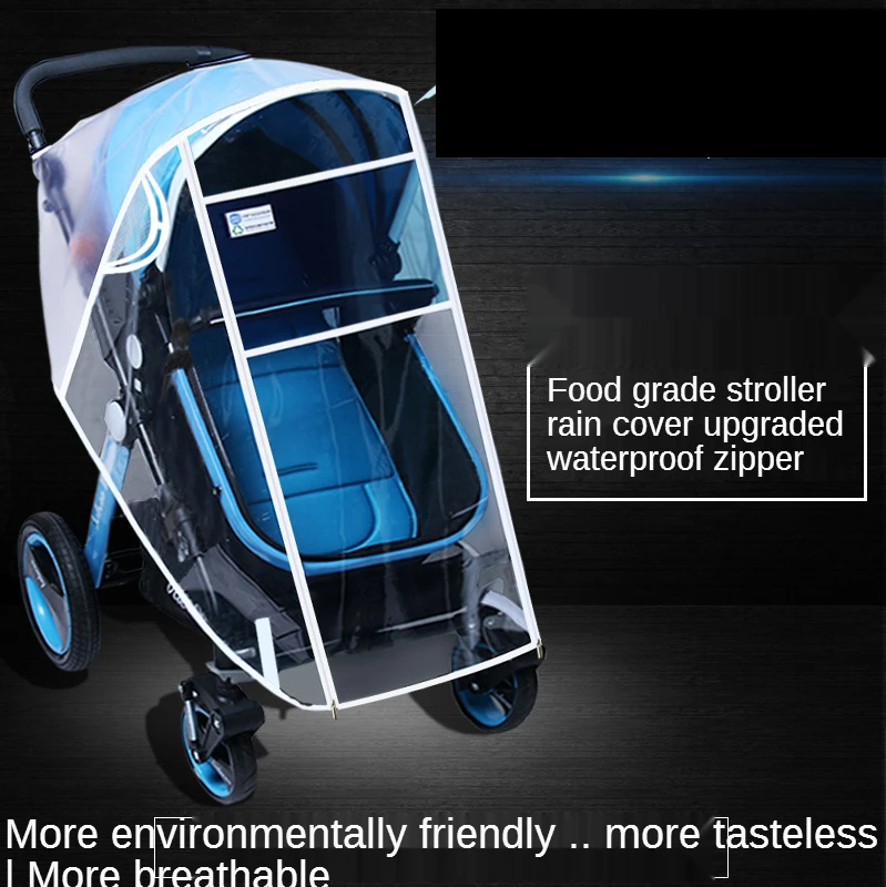 Stroller Accessories Waterproof Rain Cover Transparent Wind Dust Shield Zipper Open For Baby Strollers Pushchairs Raincoat