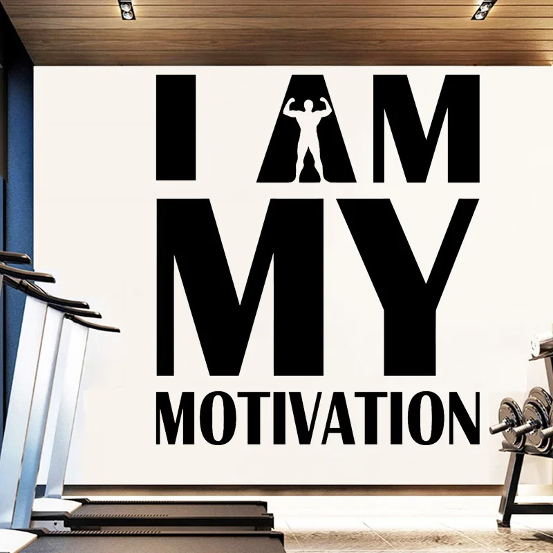 

Gym Wall Stickers Fitness Club Vinyl Decals Bodybuilding Mural Sports Decor I AM My Motivation Quotes Inspirational O115