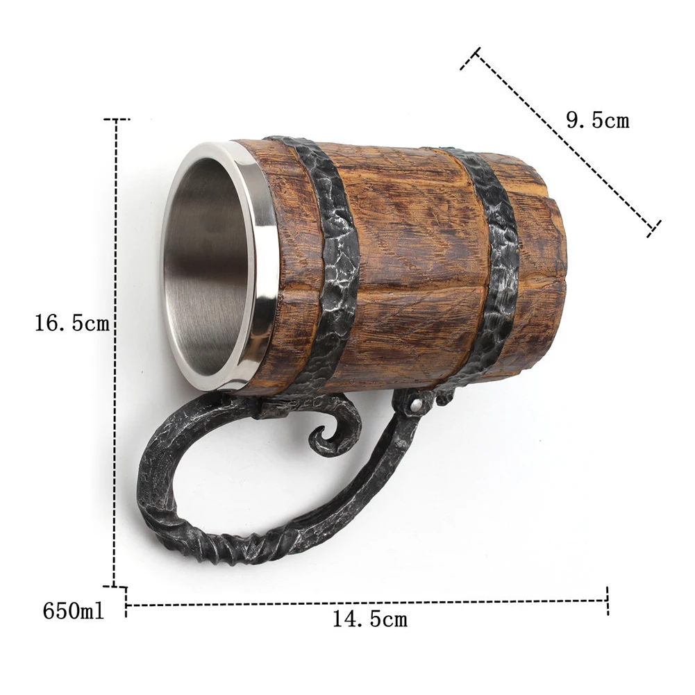 Decorative Vintage Kitchen Accessories Beer Mug Hotel Resin Restaurant Bar Double Wall With Handle Bucket Shaped Drinkware | Дом и сад