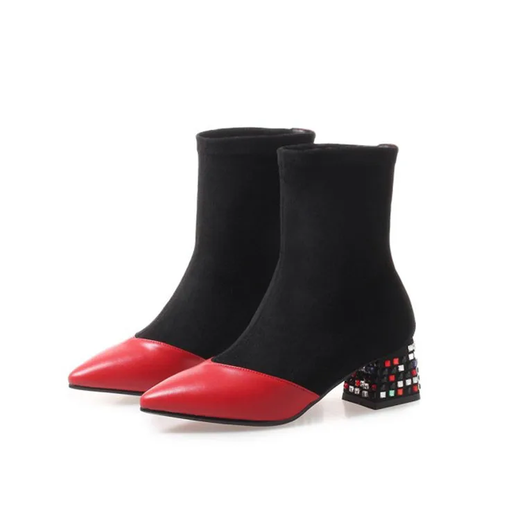 MLJUESE 2020 женские ботильоны из коровьей кожи с острым носком смешанные цвета зимние