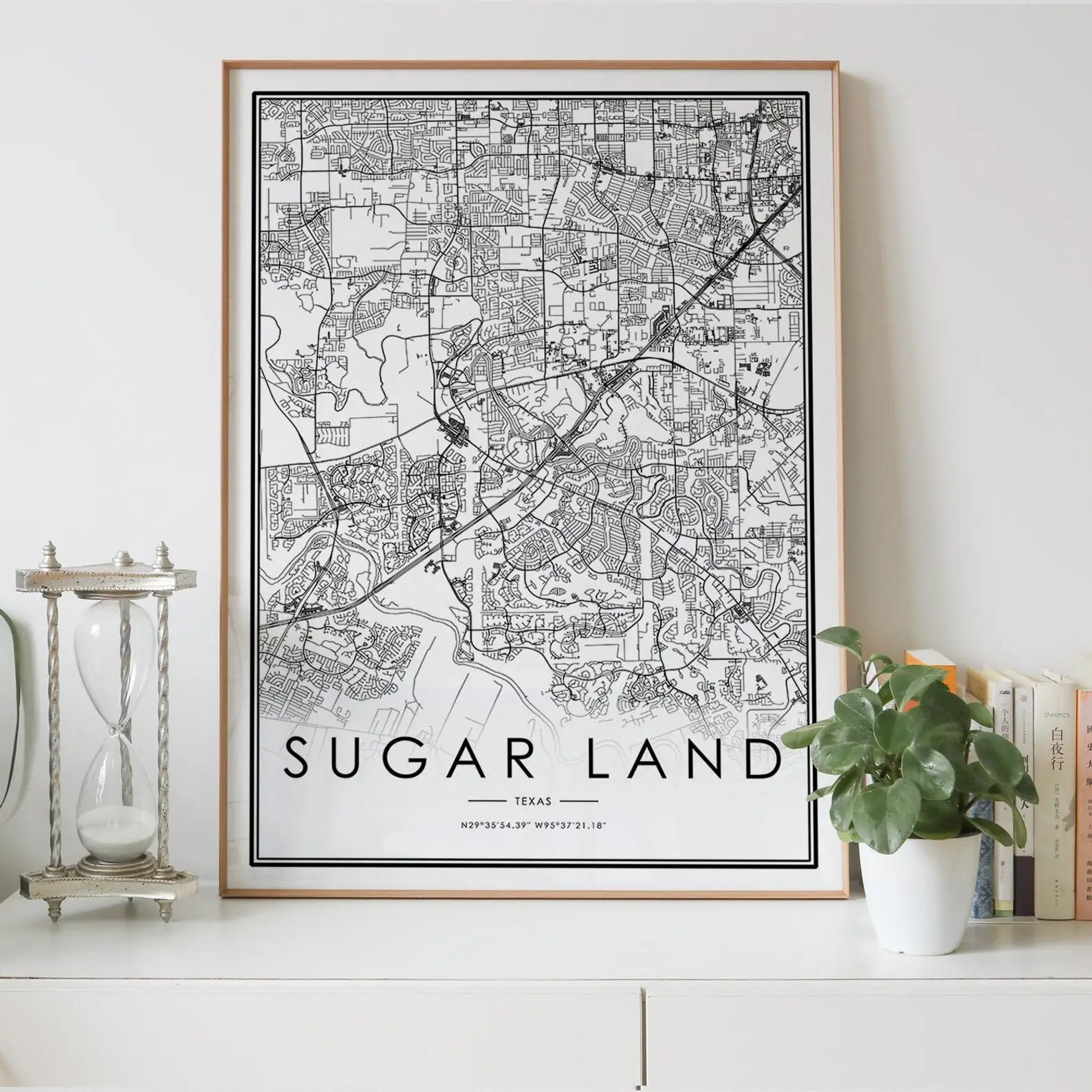 Карта города США SUGAR LAND Техас TX декор для гостиной в скандинавском стиле холст плакат Современный домашний