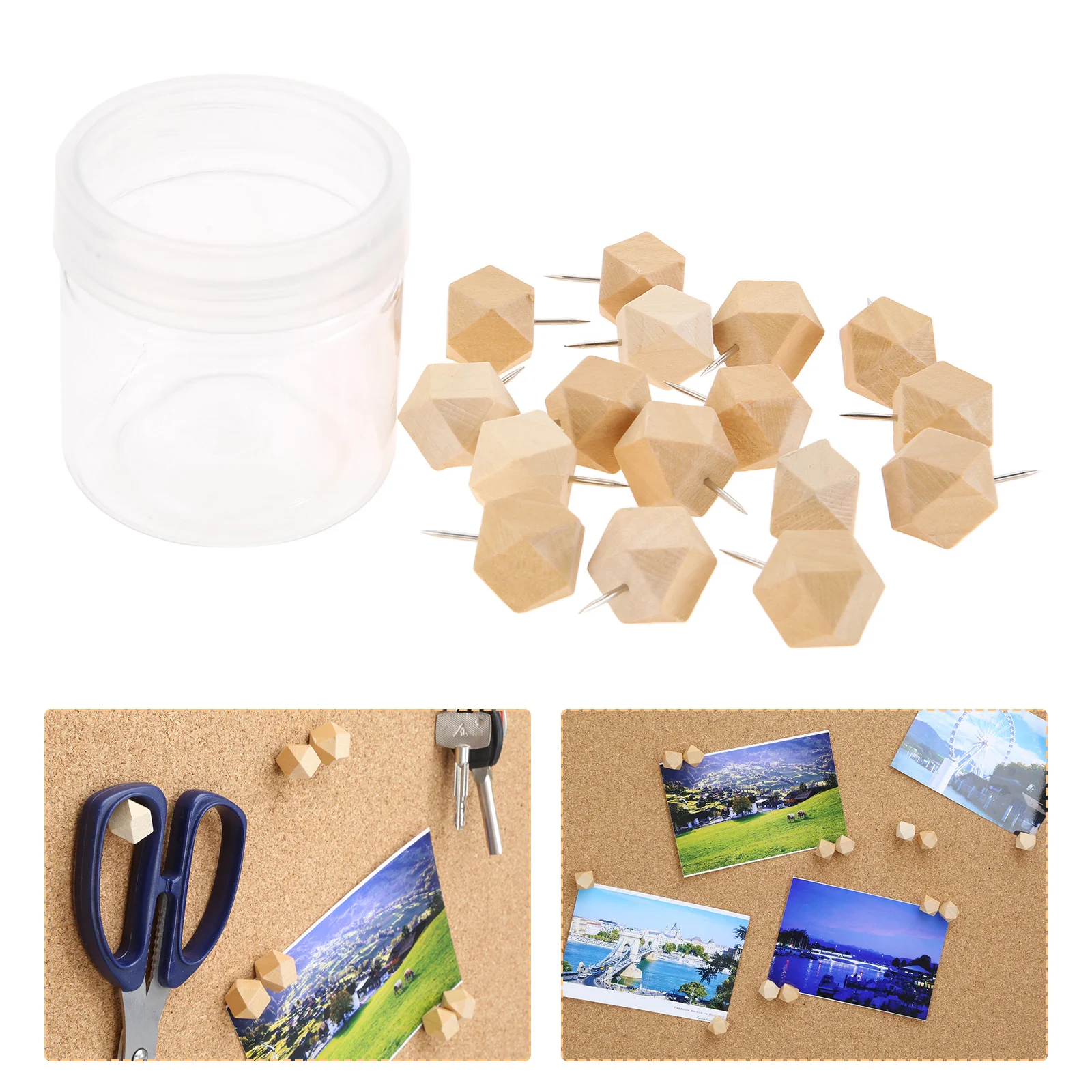 

15PCS Wooden Thumbtack Board Pins Pushpins Drawing Photo Wall Studs Nail Home Decorative School Office Suppy