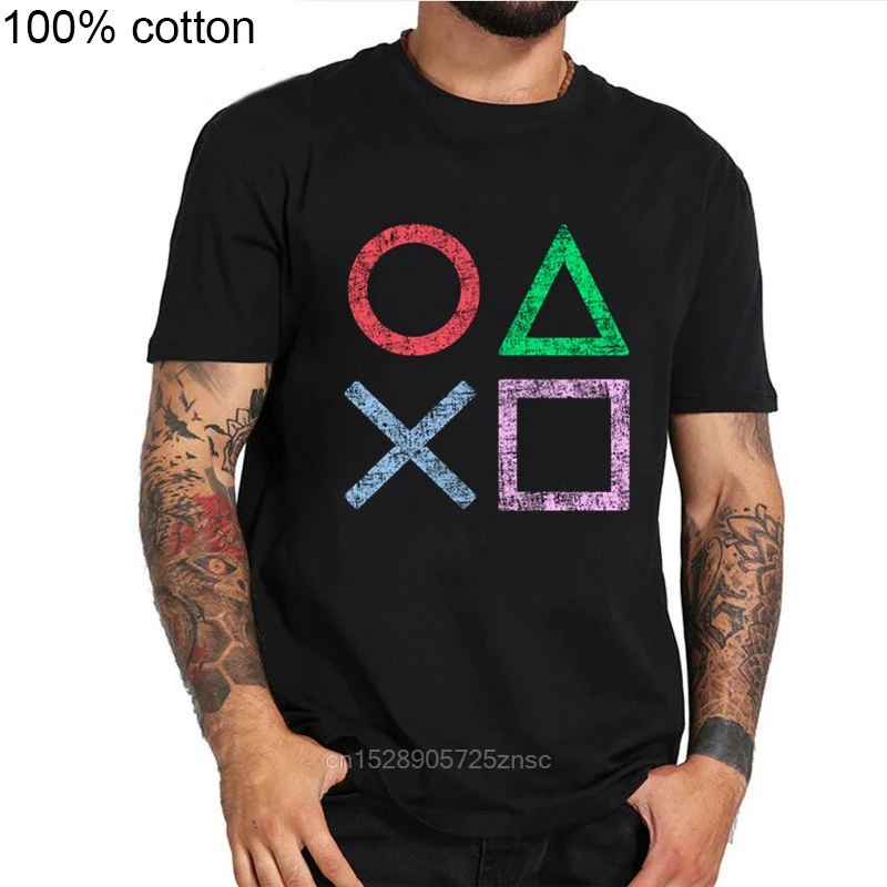 Новая Винтажная футболка с логотипом PS для Xbox Игровая приставка Мужская Уличная