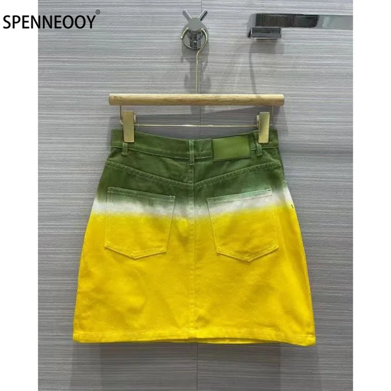 SPENNYMOOR  2021 Designer Brand Summer Gradient Mini Skirt  Women Fashion Embroidery A Line Skirt