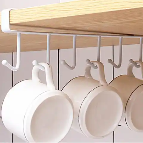 6 крючков под шкаф, вешалка, стойка, набор посуды для чашек, держатель, металлический Железный дырокол, U-образная форма, для ванной, кухни