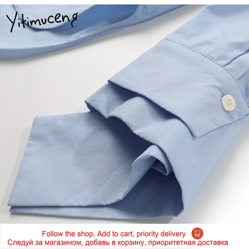 

Yitimuceng Button Blouse Women Shirts Solid Loose New Spring 2021 Fashion Clothes Square Collar Single Breasted Long Sleeve Tops