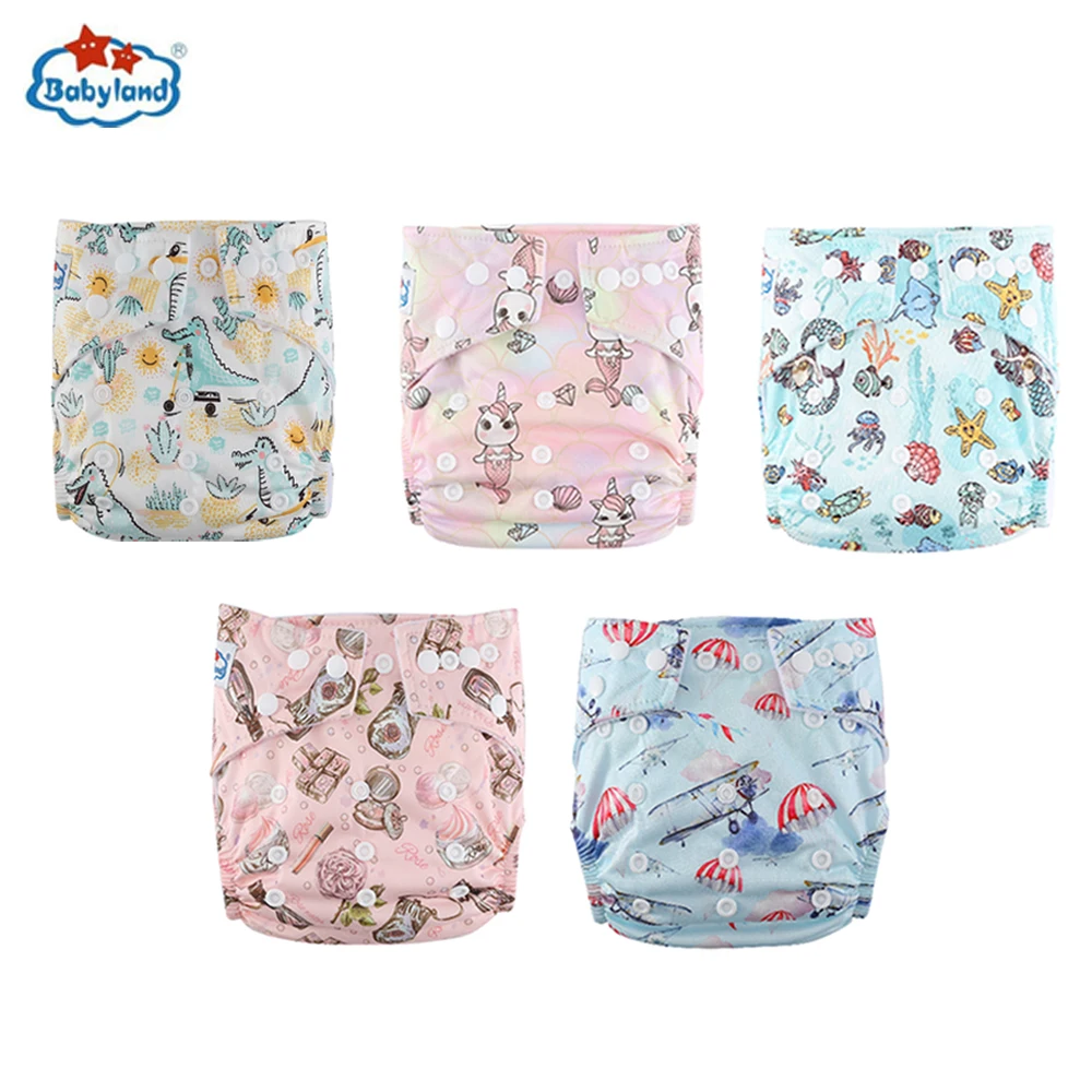 Babyland Pocket Diapers 12PCS Baby Nappy Adjustable Baby Diaper Covers+ 12PCS Microfiber Inserts Diaper Absorbents Nappy Pads