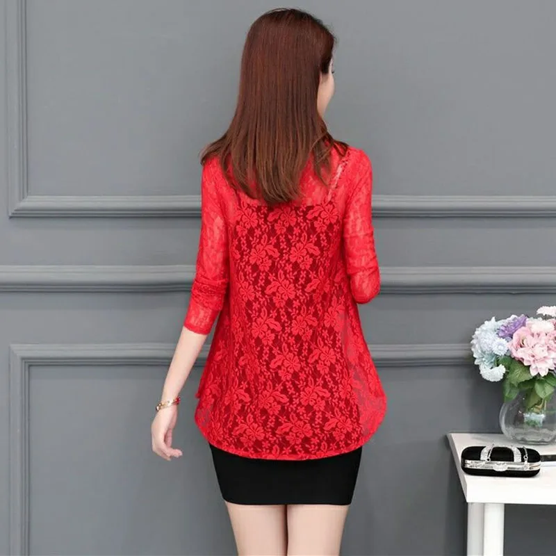 

2021 fashion summer lace shawl small jacket women short-cut thin cardigan long-sleeved sun protection clothing cape female