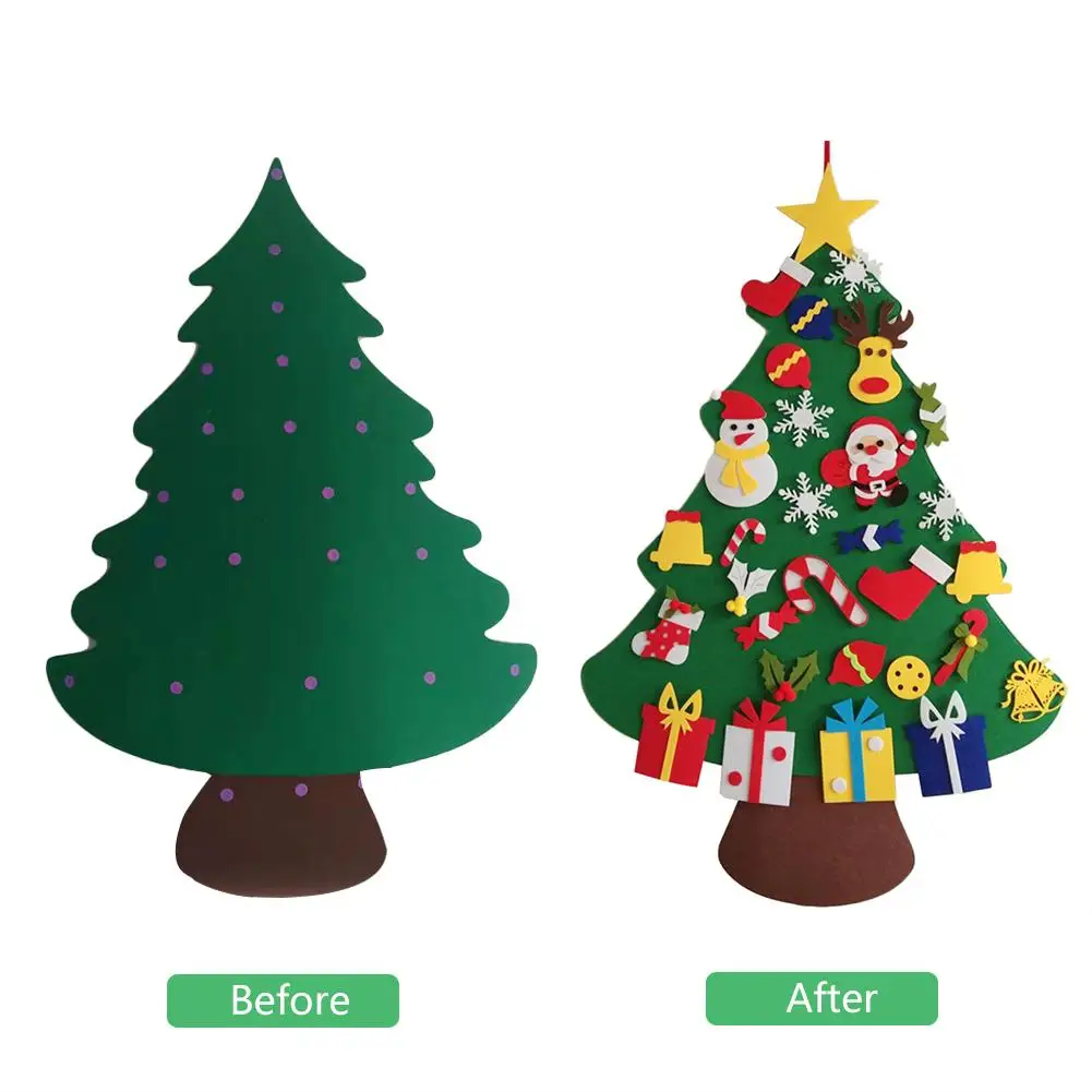 Детская фетровая Рождественская елка DIY игрушки с 30 шт. орнаментом детские