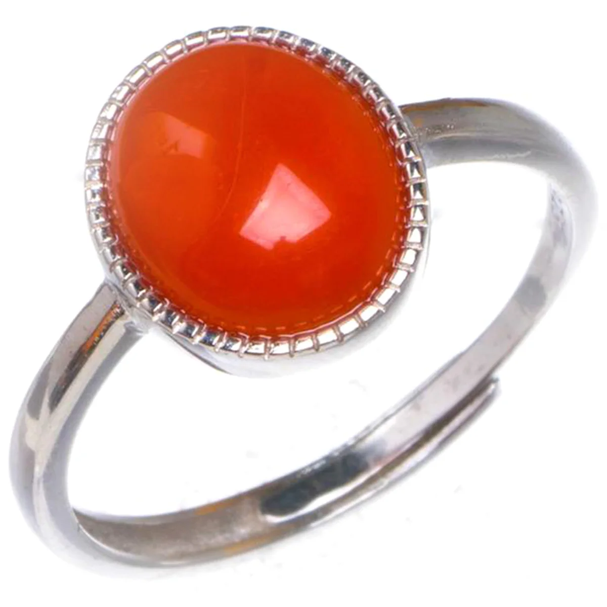 

Открытое серебряное кольцо ручной работы из красного агата 8,5 D1061