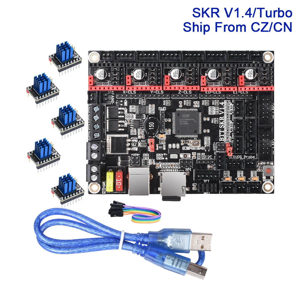 BIGTREETECH BTT SKR V1.4 Turbo 32 битный комплект платы управления для 3D принтера TMC2209 TMC2208 UART CR10