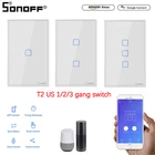 Смарт-переключатель Sonoff T2 Ewelink APP RF 433,92 МГц, пульт дистанционного управления светильник световая панель 123, телефон для Alexa Google Home