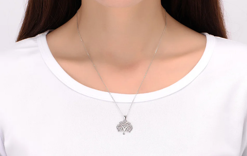 LADYCHIC, классический, 925 пробы, серебряный, дерево жизни, круглый кулон для женщин, мама, прозрачный, CZ, массивное ожерелье, хорошее ювелирное изделие, LNS1041