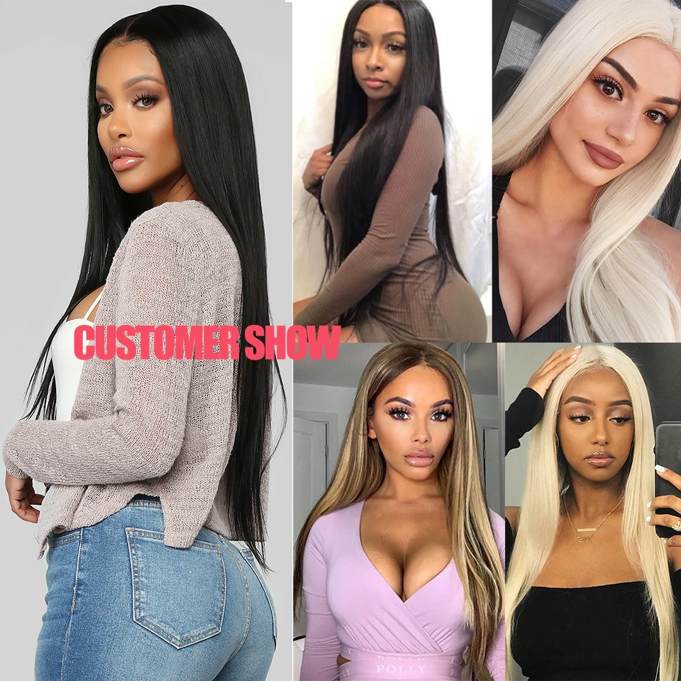 Длинные прямые черные синтетические кружевные передние Искусственные парики