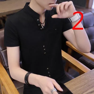Summer new round neck repair body shirt trend youth Korean letter half sleeve |