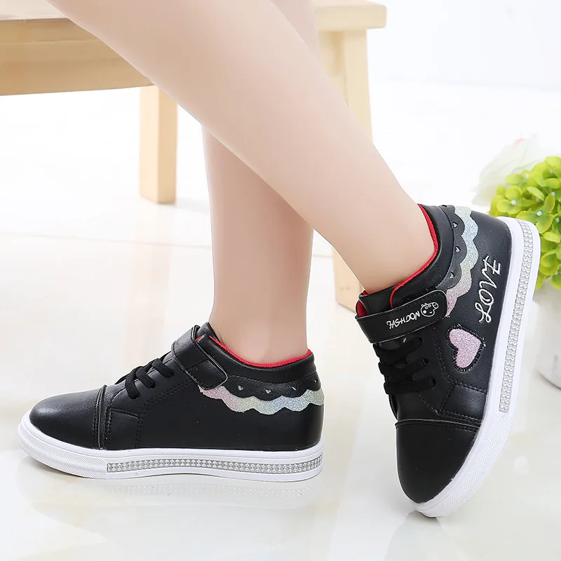 

Kids Girls Casual Shoes PU Leather Little Girl White Board Shoes Hook Loop Toddler Girls Sneaker Shoes Fashion Sport Shoes
