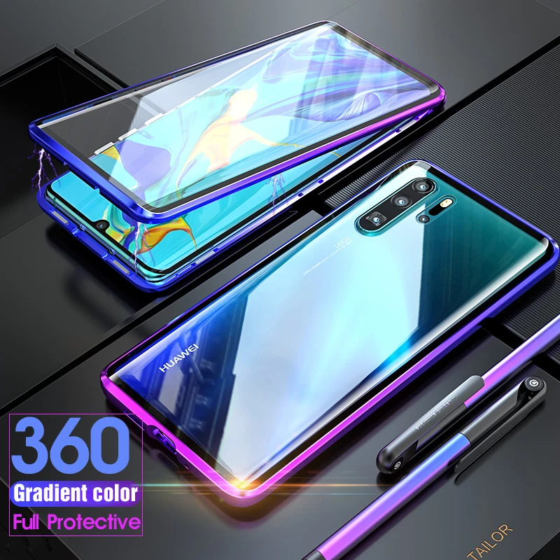 Магнитный 360 Полный Чехол для huawei mate 20 Pro P30 mate 20 металлический корпус Передняя Задняя крышка из закаленного стекла huawei mate 20 Pro чехол s On