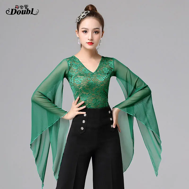 Топ женский для латиноамериканских танцев с длинным рукавом|Бальные танцы| |