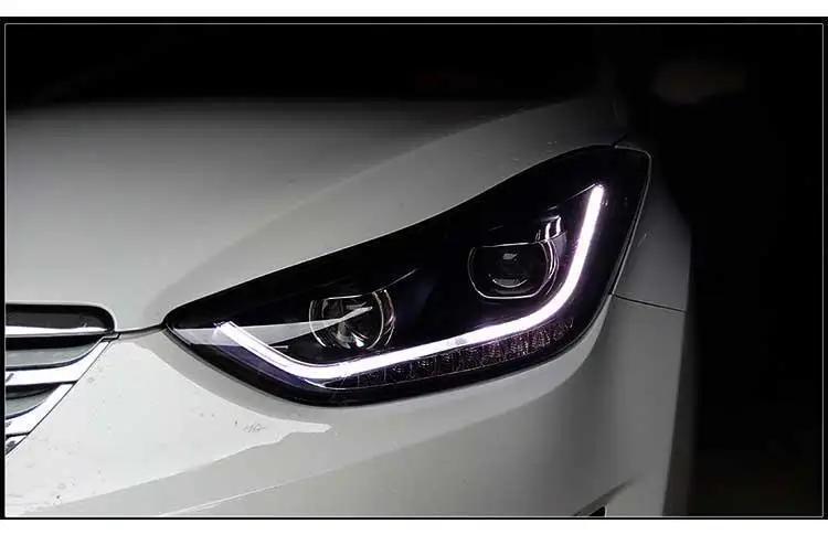 Drl Automovil автозапчасти Cob Стайлинг светодиодные дневные ходовые боковые поворотники фары автомобильные фары в сборе для hyundai Elantra