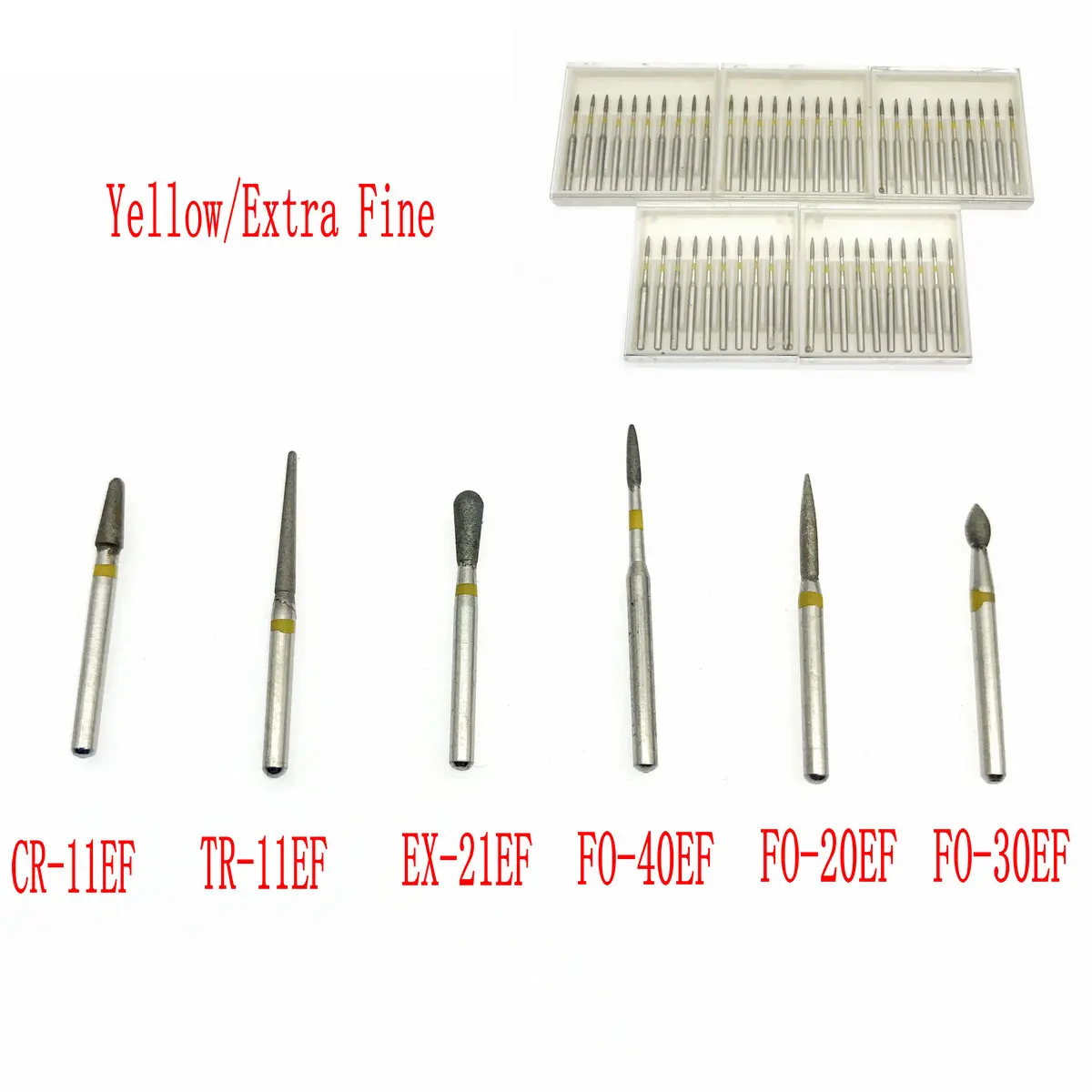 50 шт. стоматологических алмазных боров (зернистость желтый/ультратонкая 1 6 мм