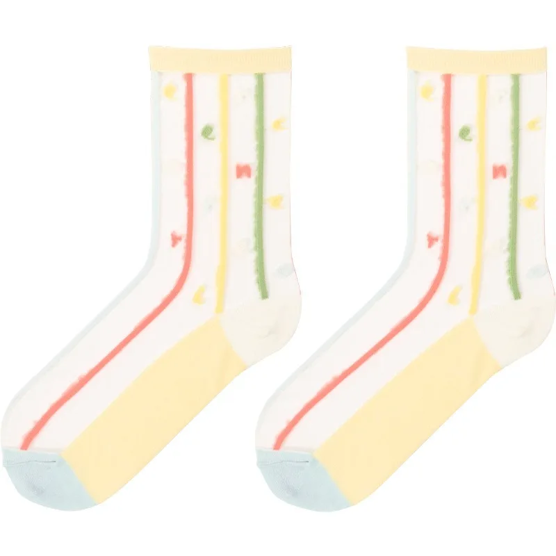 

Woman Socks Tube Stockings Silk Knee High Socks Glass Silk Fresh Lovely Style Spring Summer 2020 New Style