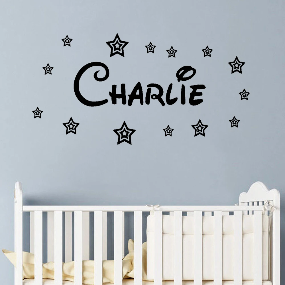 

Kids Room Wall Stickers Babys Bedroom Decoration Stars Vinyl Decals Personalized Decor Custom Names Art Mural Removable C13-22