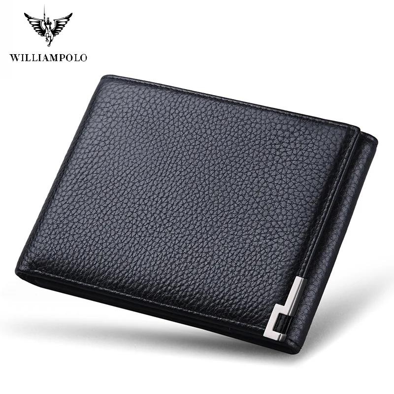 Мужской бумажник из натуральной кожи WilliamPolo тонкий мини чехол воловьей с