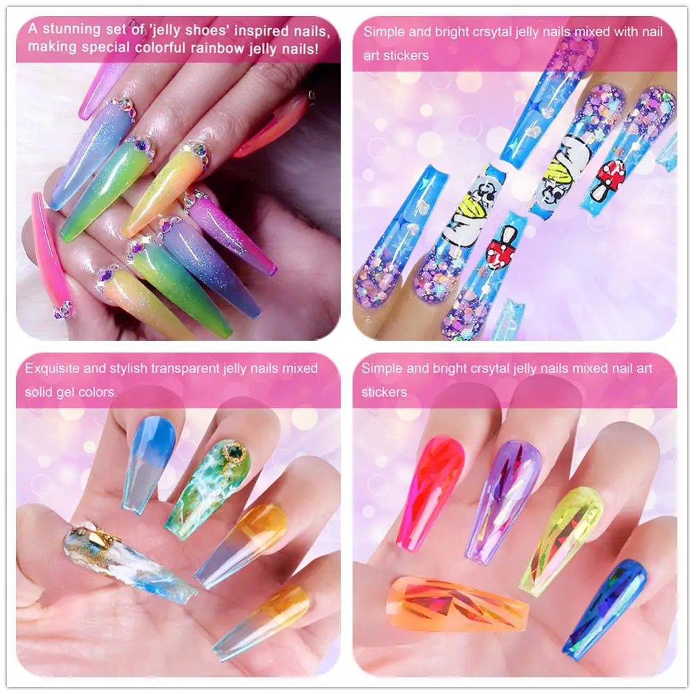 Makartt Гель-лак Crystal Rainbow Jelly набор для ногтей 6 шт. Блестящий стойкий замачивающийся УФ светодиодный Гель-лак для отверждения цветной гель